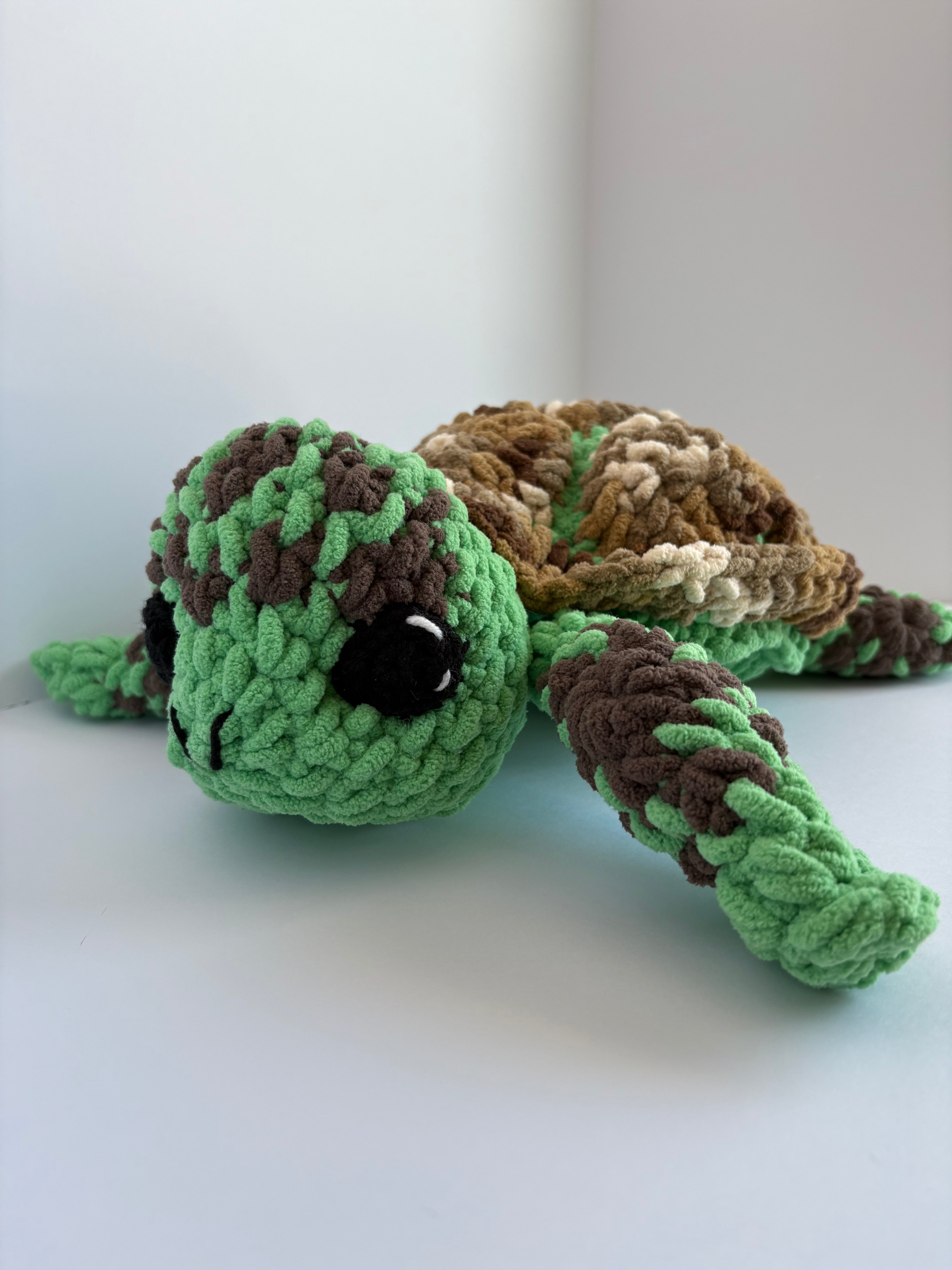 Giant Sea Turtle Plushie, Sewn Eyes